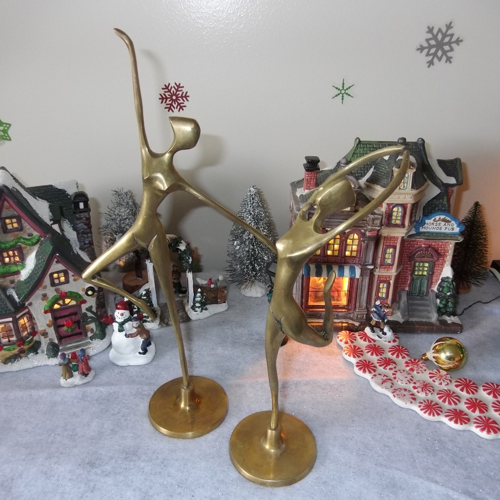 2 Brass Ballerina Sculpture Figurines Vintage
